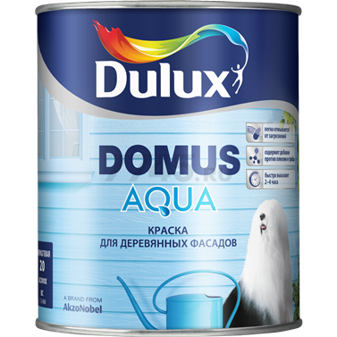 Краска для деревянных фасадов DULUX Domus Aqua база BW полуматовая 2,5 л